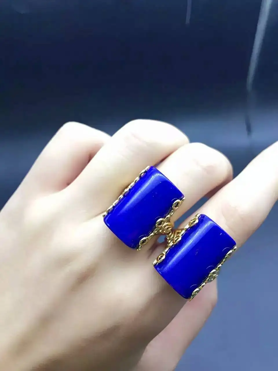 Natural blue lapis lazuli gem Ring Natural gemstone ring 925 sterling silver fashion big Luxury squares women men party Jewelry
