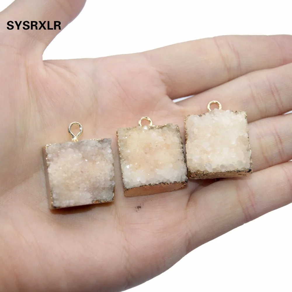 Оптовая продажа натуральный Уникальный Квадратный Кулон Druse из хрустального