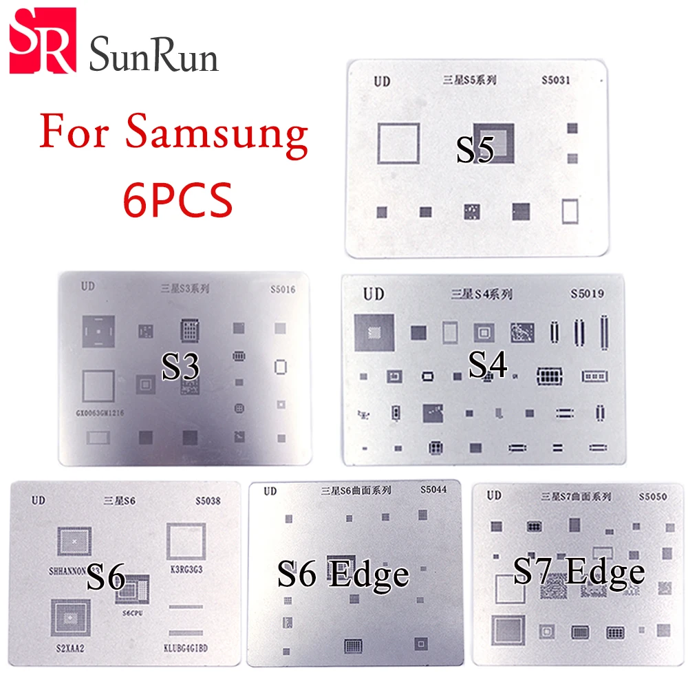 

6pcs IC BGA Reballing Stencil Kits Set Solder template for Samsung S3 S4 S5 S6 S6 Edge S7 Edge