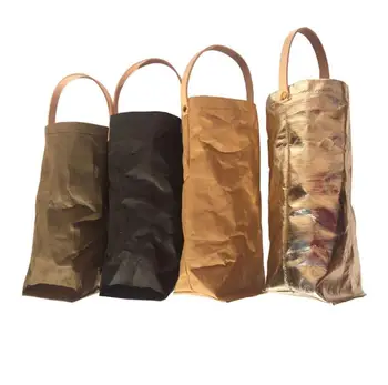 

20pcs Nordic Style Wine Bag Reusable Washed Kraft Paper Wine Bags Champagne Bottle Carrier Washable Kraft Storage Bags SN473