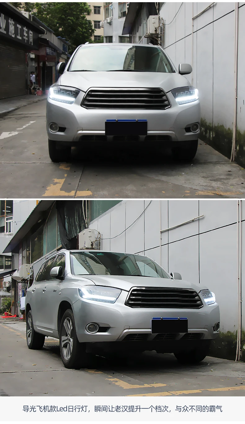 Car Styling for Toyota Highlander LED Headlights 2009-2011 Kluger LED Headlight DRL Hid Head Lamp Angel Eye Bi Xenon Accessories