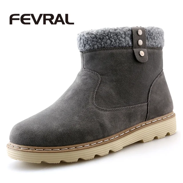FEVRAL Men Winter Snow Shoes Men Boot Lightweight Ankle Boots Warm Fur