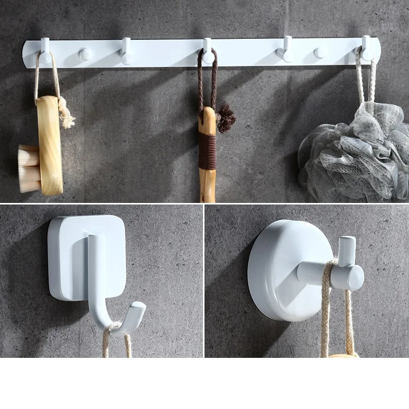 MTTUZK White Stainlesssteel Clothes hooks Kitchen hooks simple row of