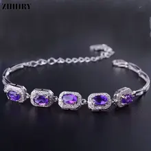 ZHHIRY натуральный Фиолетовый аметист браслет из драгоценных камней подлинный твердый 925 пробы серебро настоящие браслеты из драгоценных камней для женщин хорошее ювелирное изделие