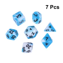 7 шт. многогранные кубики акриловый синий и белый номер игра кости набор для подземелья и драконов RPG настольная игра игры MTG