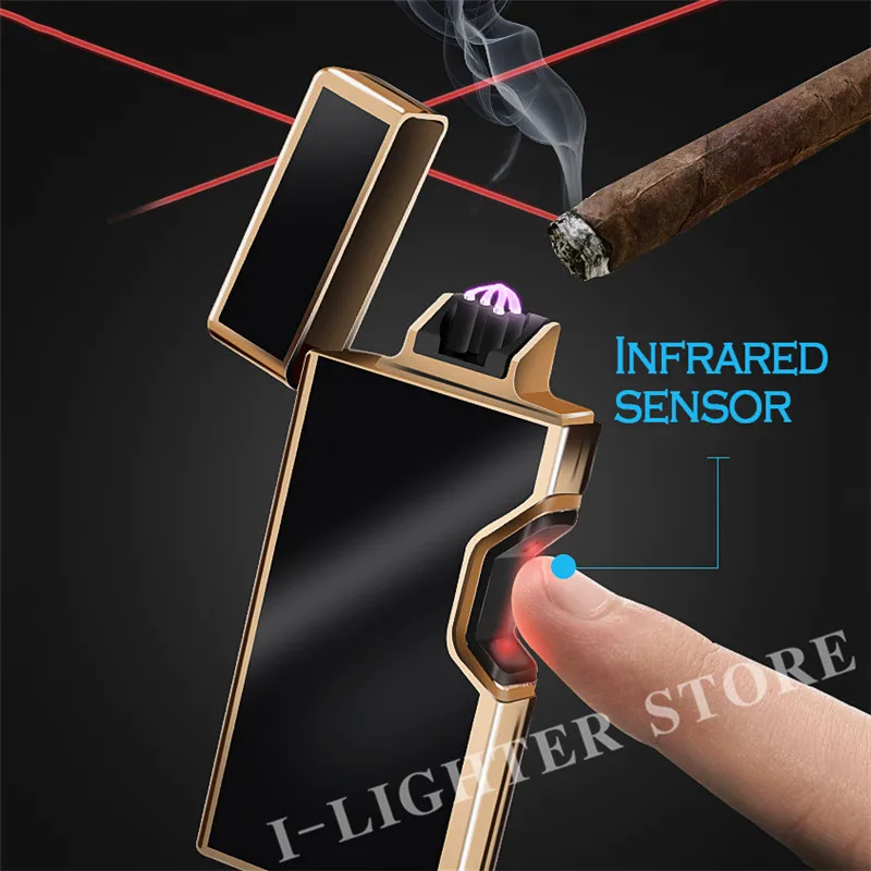 

Laser Sensor Ignition Switch Cigarette Lighter USB Rechargeable Dual Arc Lighter Infrared Cigar Plasma Pulse Lighter Luxury Gift