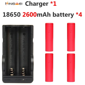 

4pcs/lot Kingwei 2600mah Battery for SANYO 18650 UR18650ZY 3.7v Battery for torch Power Bank +1pcs 18650 Dual Charger