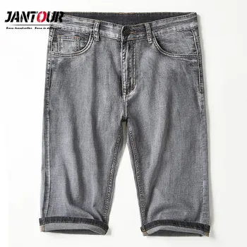 

2019 Summer Casual Denim Shorts Men Jeans Straight Cotton Brand Clothing Solid Men Gary Calf-Length Shorts Blue Large size 40