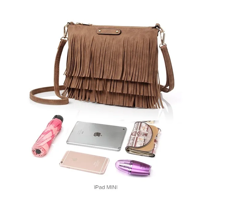 NIGEDU Vintage Tassel Shoulder Bag Small Female Crossbody Bags for Women Messenger Bags High Quality Pu Leather Handbag and Wallet (9)