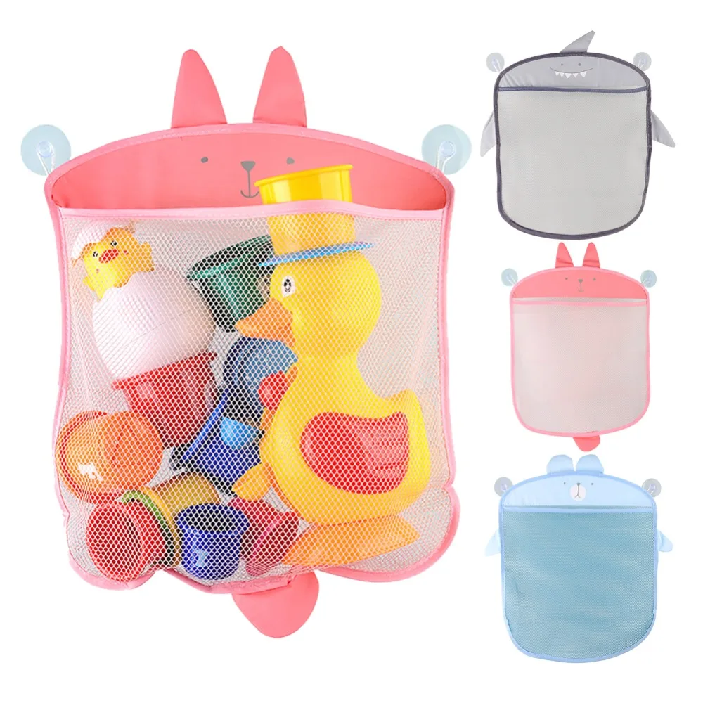 

Cute Bathroom Hanging Storage Basket Baby Kids Bathing Toy Storage Organizer Bathroom Folding Mesh Storage Basket