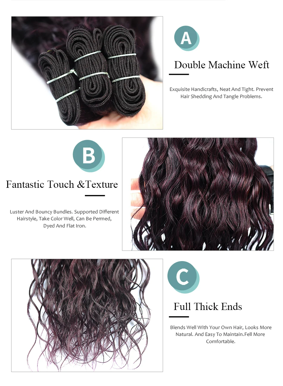 I Envy Burgundy Human Hair Bundles Water Wave Bundles Colored 100