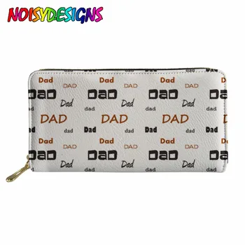 

NOISYDESIGNS Long Zipper Purses Female Dad Letter Print Women Men PU Leather Wallet Leather Business Card Holder Cartera Mujer