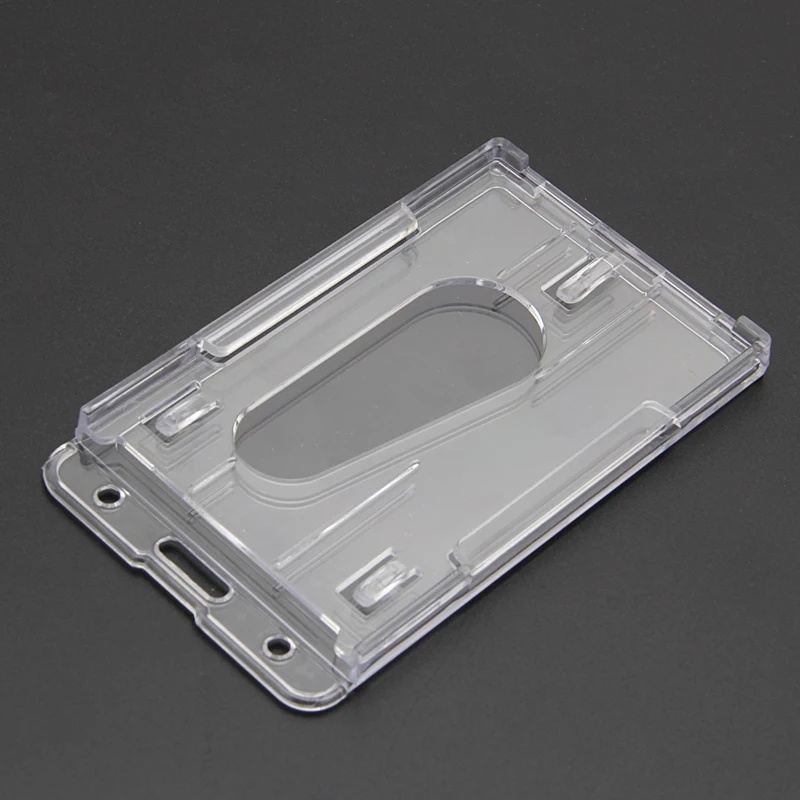 1PC Plastic ID Card Holder Double Side Clear Badge Cover Transparent Horizontal Travel Card ID Badge Holders New