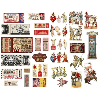 

1 PCS Vintage Circus Clown Ticket Decor Cosas Kawaii Precut Stickers Scrapbooking Stationery Washi Tape Set School Supplies