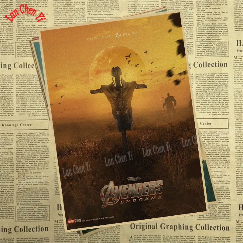 Золотой Крафт-постеры принты Мстители эндшпиль Америка Marvel фильм Искусство настенные картины для гостиной домашний декор - Цвет: Золотой