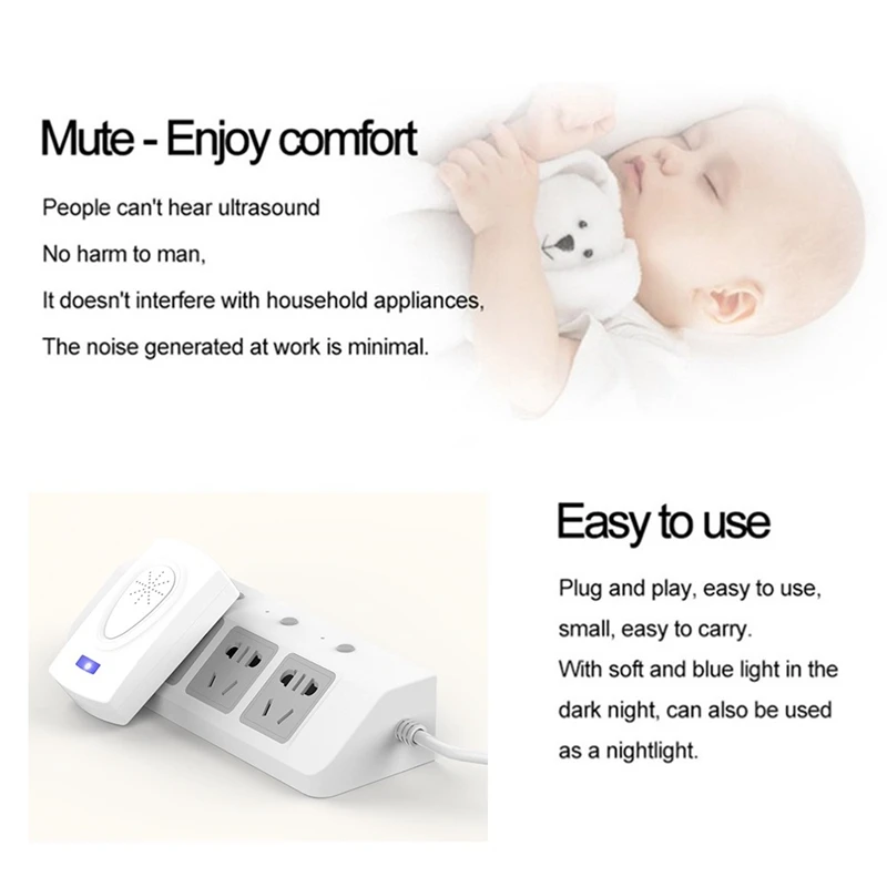 ЕС Plug Многофункциональный белый Отпугиватель вредителей электронная ультразвуковая Мышь Крыса комаров против грызунов, насекомых управления 2 шт