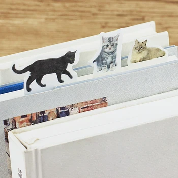 

4 pcs/Lot Cartoon cat stick marker Live with cat memo note sticker diary Post pad Office planner tools School supplies DM677