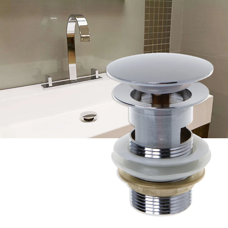 Lavandino acqua di scarico con finitura cromata lavabo bacino scanalata Plug Bolt set tasto Push pop up tappo di scarico per lavello vasca da bagno 