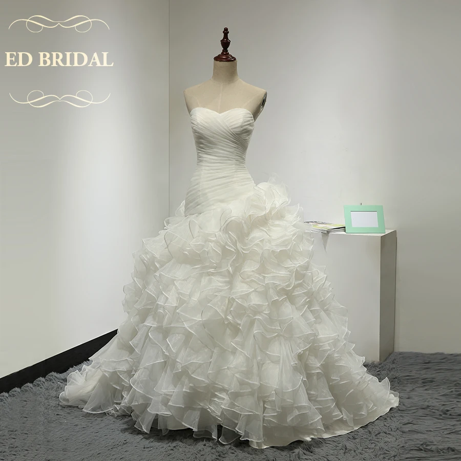 Sweetheart Dropped Waist Ruffle Organza font b Wedding b font Dress font b Bridal b font