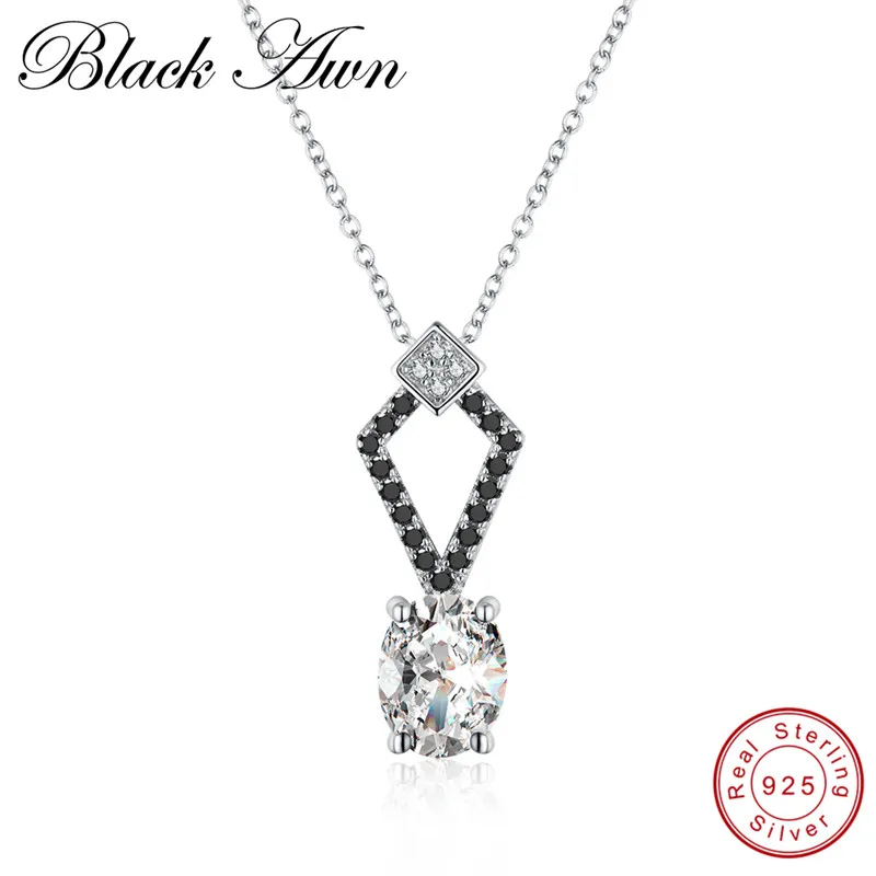 

[BLACK AWN] 925 Sterling Silver Eternity Band Fine Jewelry Trendy Necklaces for Women Wedding Pendants P120