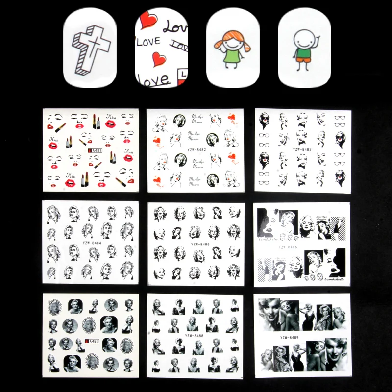 

YWK 34 Sheets Promotions Nail Art Stickers Cartoon Cat Character Decals Decorations Manicure DIY Styling Wraps Tools