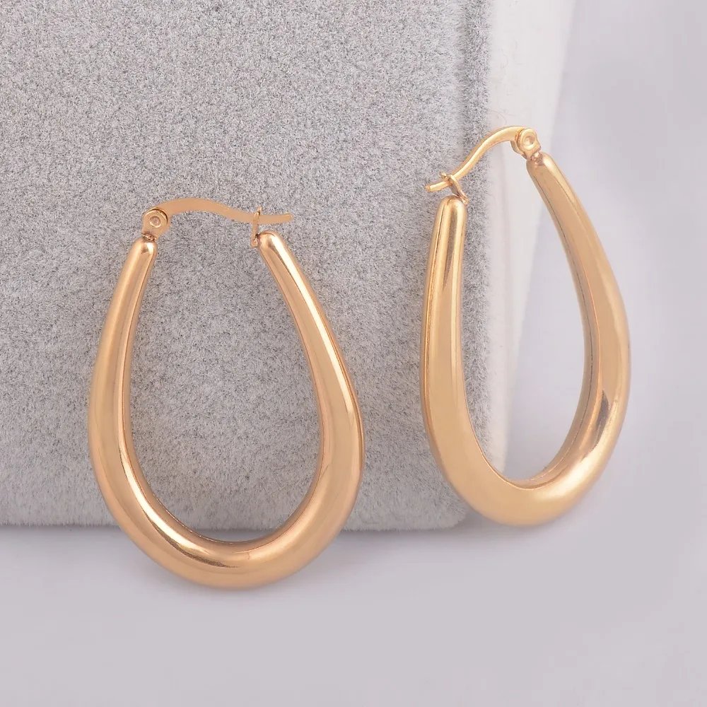 

Gold Color Stainless Steel Women Big Hoop Earrings Jewelry Fashion and Quality