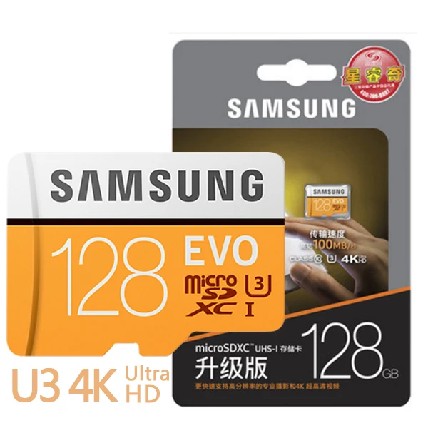 SAMSUNG U3 Micro SD 256 ГБ/128 ГБ/64 Гб SDXC U1 32 ГБ/16 ГБ SDHC класс 10 TF CF карта памяти C10 Microsd флэш-карты - Емкость: 128GB U3 R100MBs