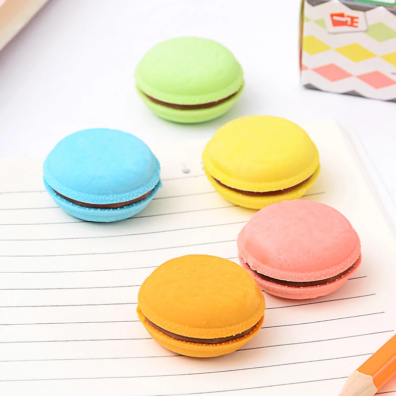 5 pcs/lot Cute Kawaii Colorful Cake Rubber Eraser Creative Macaron