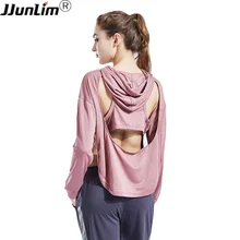 Женские рубашки для йоги, спортивная одежда с капюшоном для спортзала, свободная рубашка для бега, топ для тренировок с длинным рукавом, футболка для фитнеса, быстросохнущая Женская спортивная майка