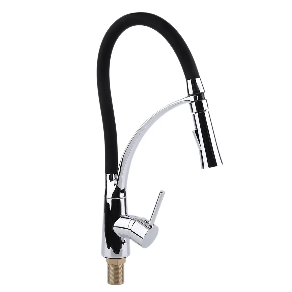 

Single Waterfall Sprayer Deck Mounted Kitchen Sink Mixer Swivel Spout Chrome Basin Tap Faucet Single Hole Water Tap
