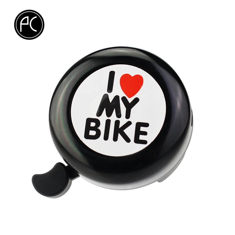 PCycling велосипедный Звонок I Love My Bike Печатный чистый звук алюминиевый сплав MTB дорожный сигнализация для велосипеда Предупреждение мини кольцо колокольчик для детей - Цвет: BLACK