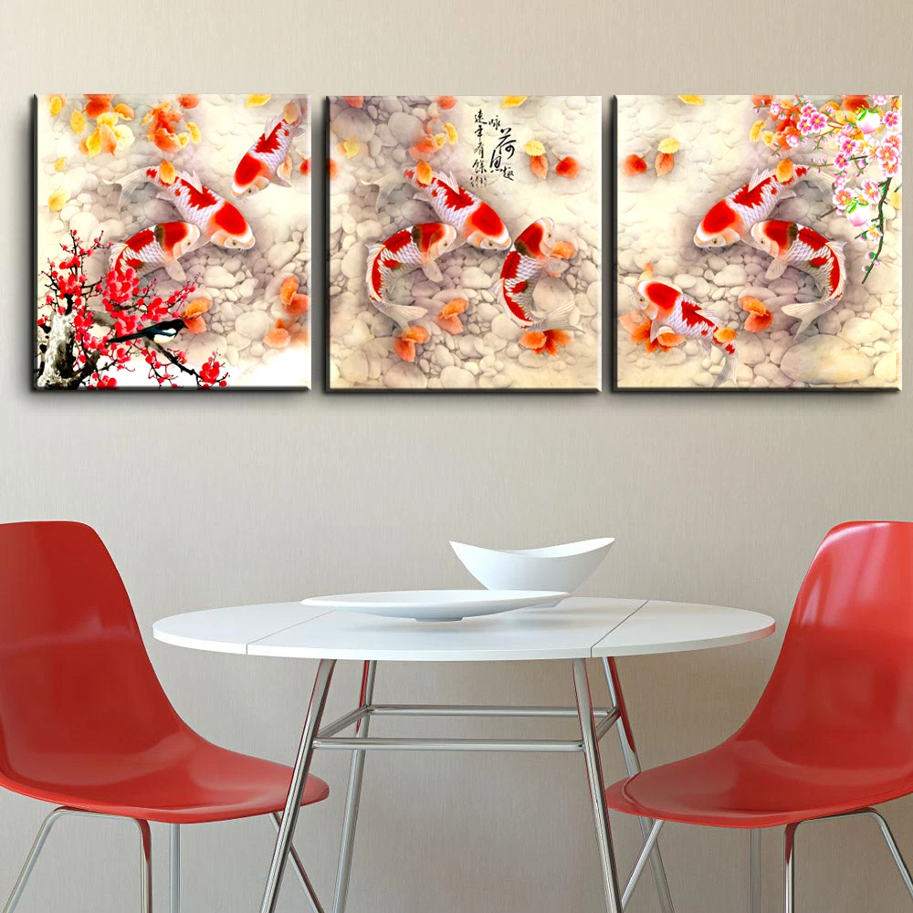 

HD Prints Wall Art Picture For Living Room 3pcs Koi Fish Aniamls Canvas Art Painting For Dinner Room Home Decoration Posters