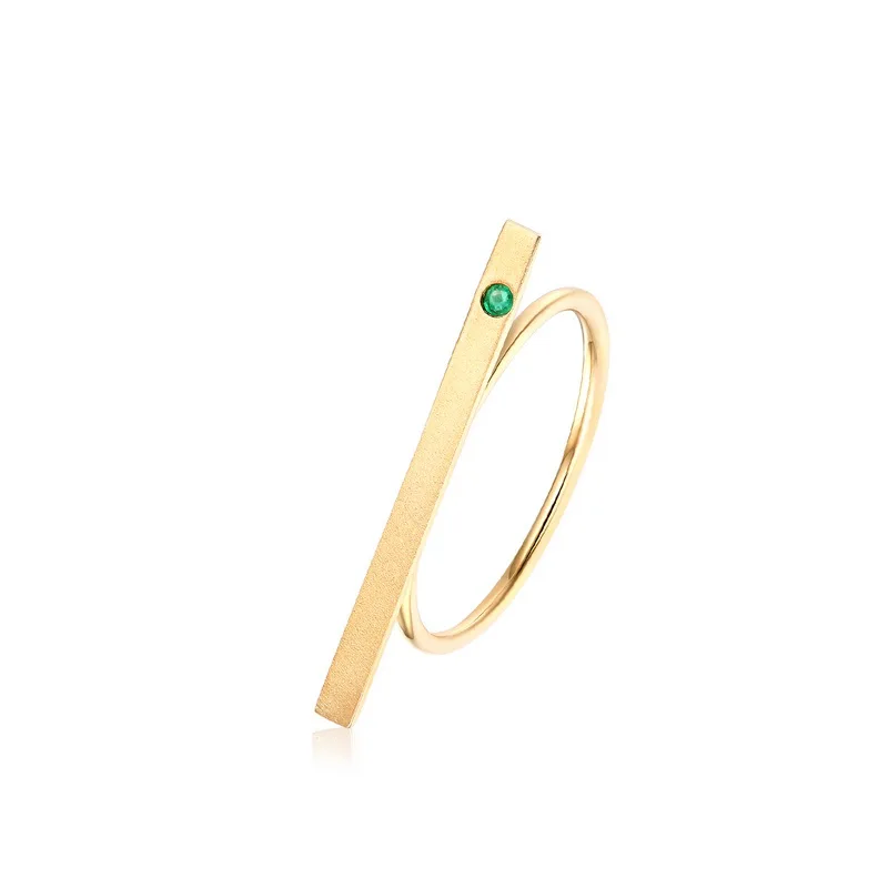 

JXXGS Popular Gold Color Natural Emerald Ring 14k Gold Simple Design Ring For Women Decoration