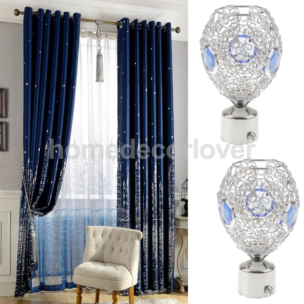 2Pcs Decorative Elegant Design Window Curtain Rod Ends Drapery Rail Pole Heads Caps Fit 19/22/28mm Inner Diameter Rods 