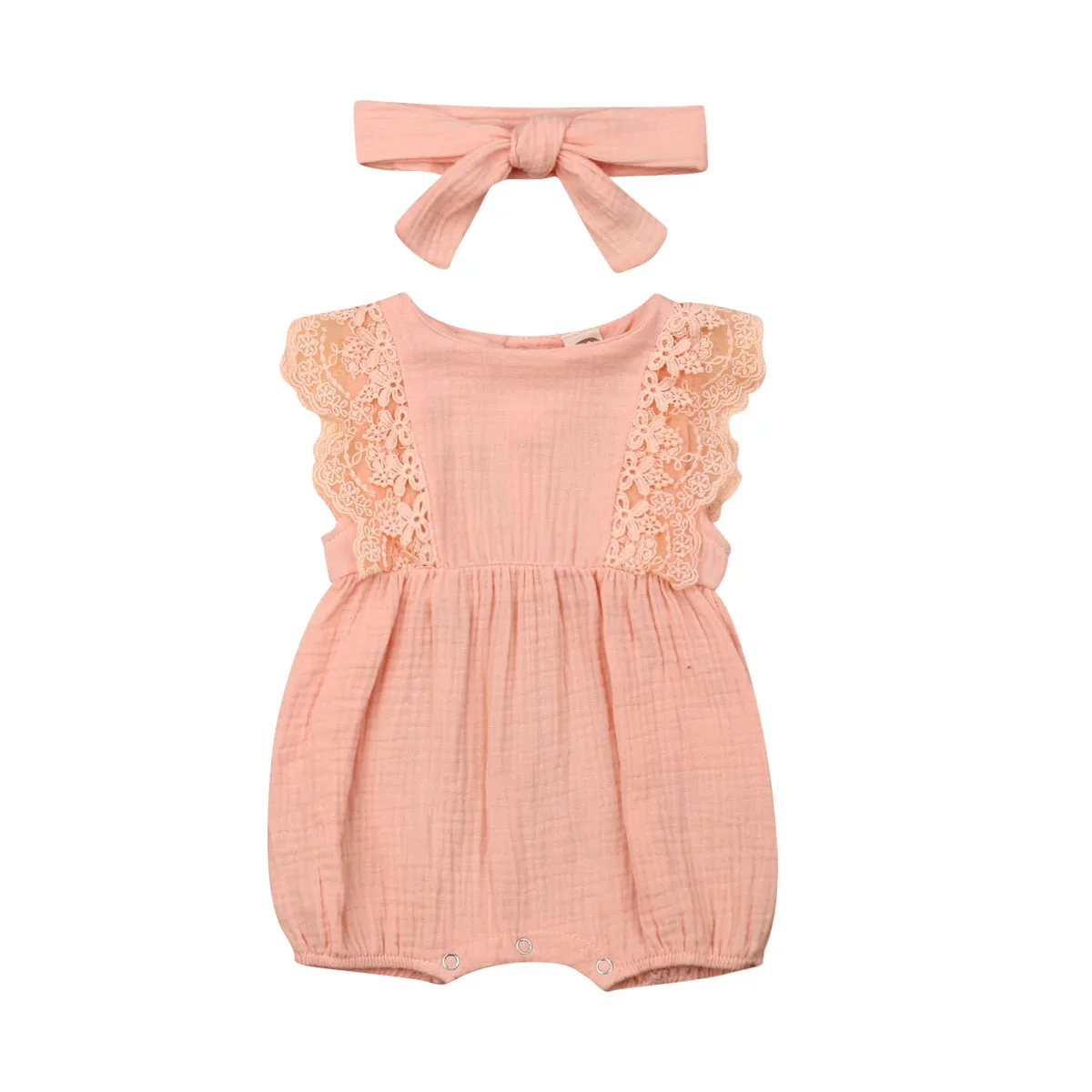

New FOCUSNORM Floral Bodysuit Cotton Linen Baby Girl Lace Patchwork Jumpsuit Summer Clothes Sleeveless Infant Princess Bodysuit