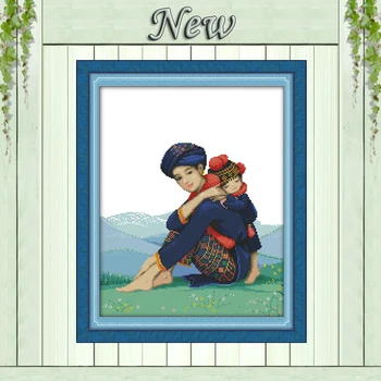 

Mom & son's deep love baby Home Decor 11CT counted print on the canvas DMC Cross Stitch kits 14CT needlework Set DIY embroidery