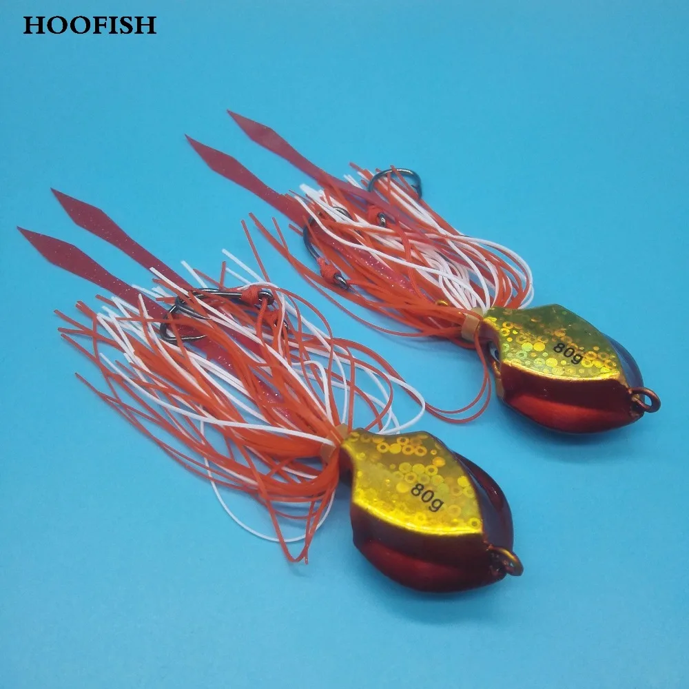 HOOFISH 2PCS/LOT Metal Lead Head Jigs 80g/10cm Lead Octopus Squid Jigging Lures hard lure