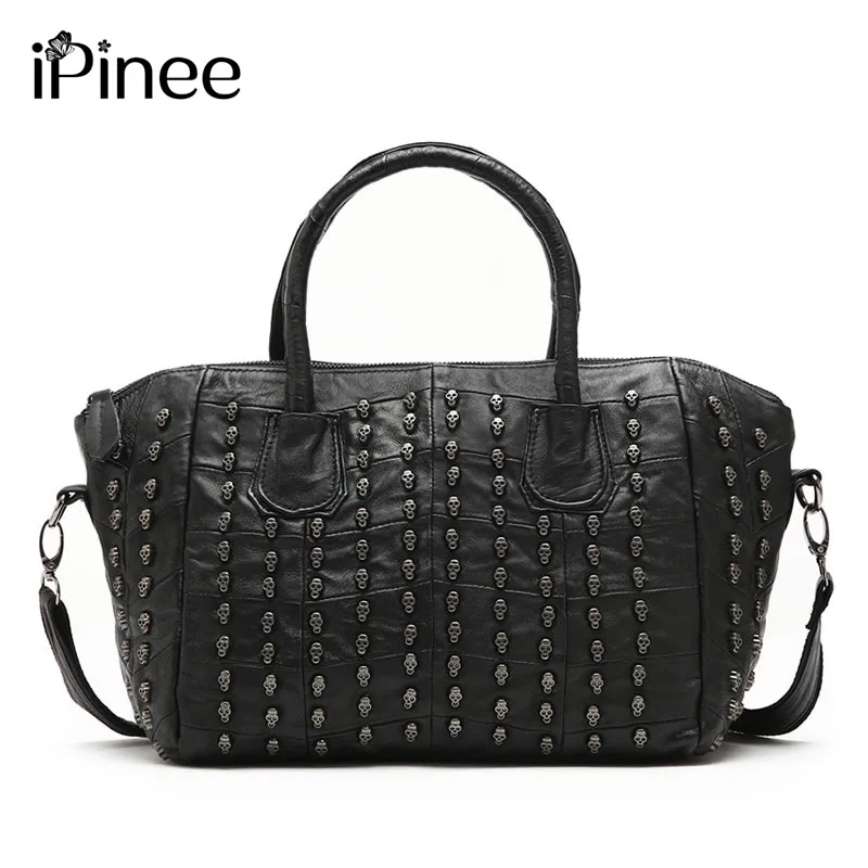 

iPinee Designer Handbags Famous Brand Skull Tote Bag Genuine Leather Smile Shoulder Bags For Women