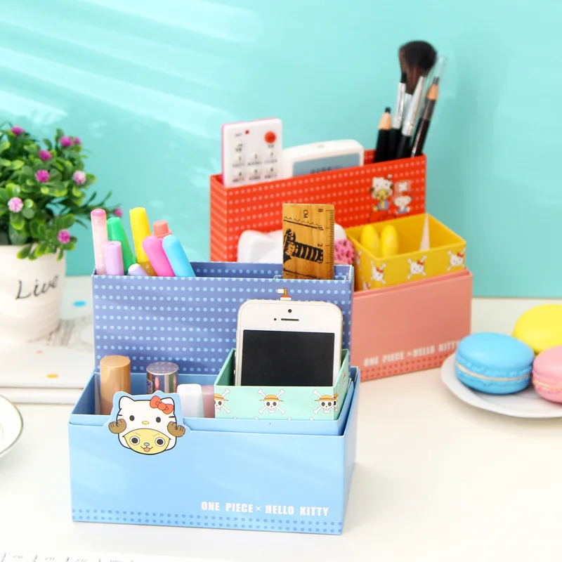 

Cute Cartoon Hello Kitty One Piece Chopper DIY Paper Desktop Pen Holder Case Pencil Vase Brush Pot Pen Container Storage Box