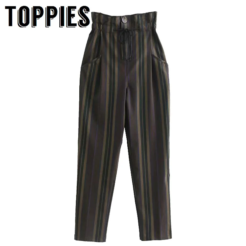 2019 Spring High Waist Harem Pants Drawstring Elastic