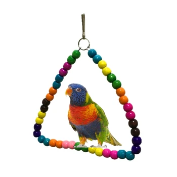 

Pet Bird Toy Hanging Ring-bridge Colorful Beads Parrot Cage Accessories Perch