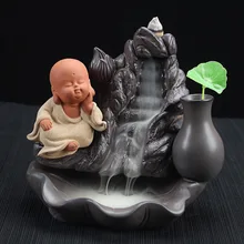 Курильница с держателем буддийский маленький монах маленькая монашеская ладанная горелка курильница дыма обратного потока, как вода потокового вниз искусство ремесла