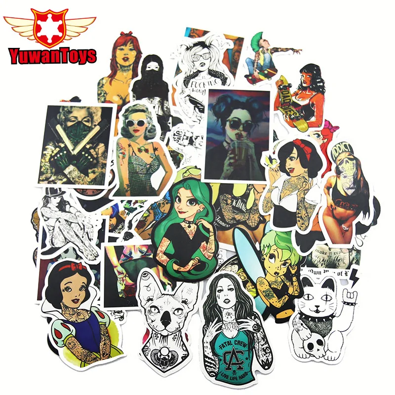 

47Pcs Sexy Beauty Girls Stickers Luggage Laptop Car Styling Skateboard DIY Doodle Decals Home Waterproof Sticker kid's Toys