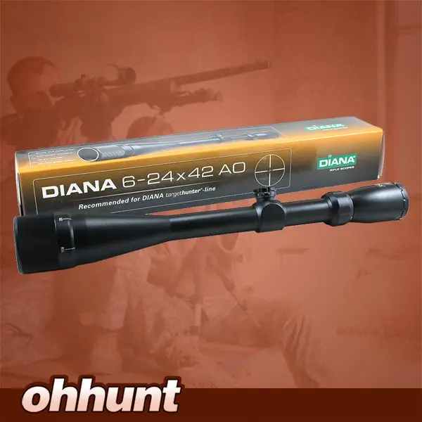 Free shipping DIANA 6 24X42AO Riflescope Glass Mil Dot Reticle Optical Sight Tactical Hunting Rifle Scope