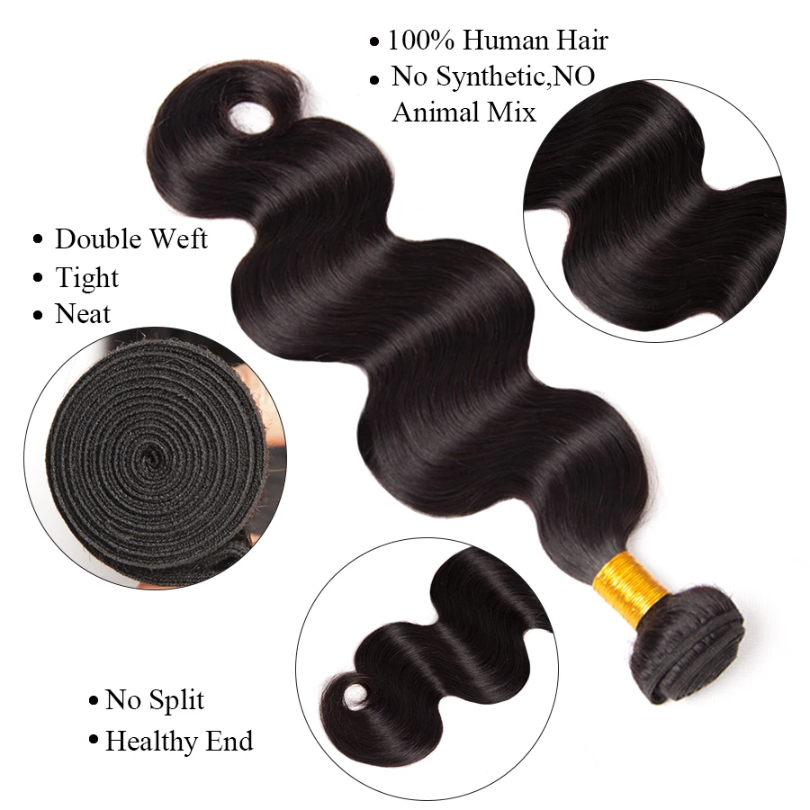 Beyo Malaysian Body Wave Bundles Natural Color Human Hair Weave Bundles 1/3/4 Bundle Deals Non-Remy Hair Extension 10\