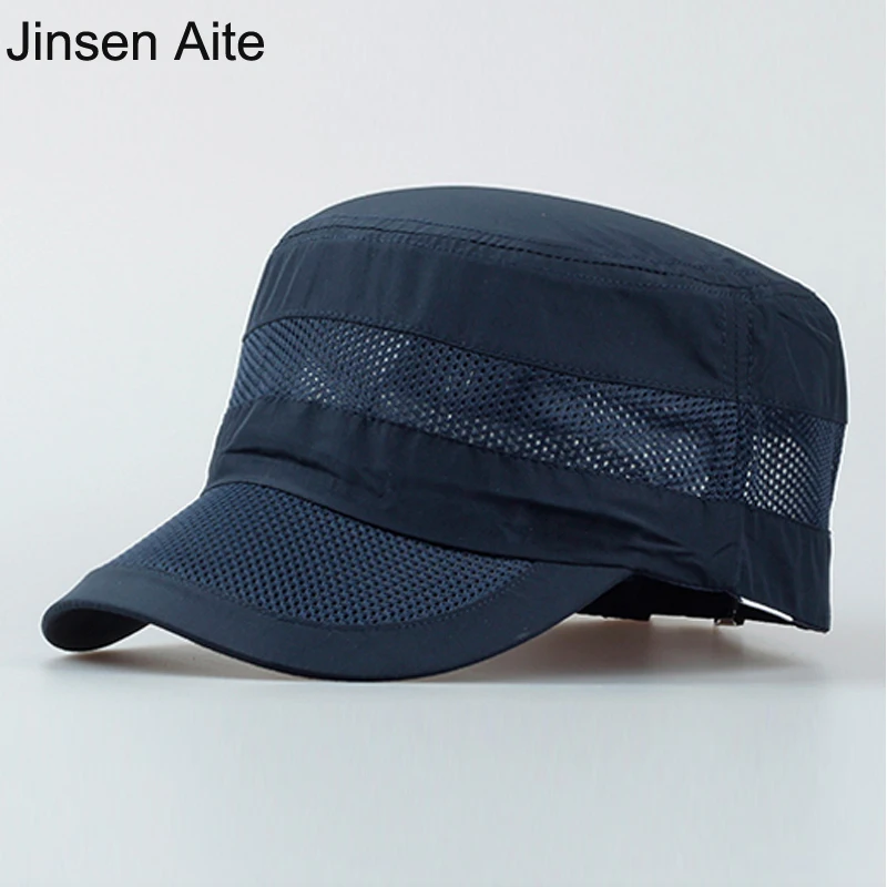 

New 2018 Men Summer Outdoor Sun Hat Climbing Fishing Breathable Hats Male Round Visor Foldable Solid Casual Baseball Caps JS474