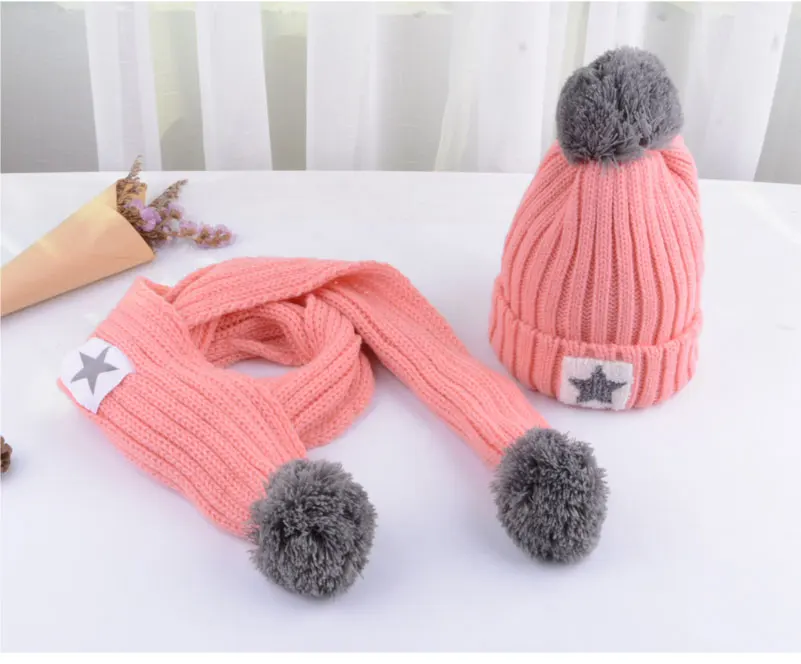 kids hat and scarf set for children winter set for children scarf hat set girls boys scarfs and gloves (2)