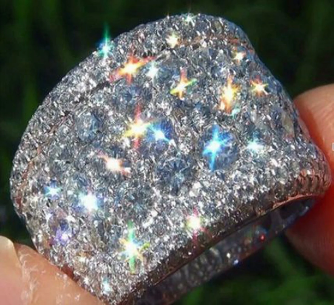 Fashion Big Silver CZ Zircon Stone Rings for Women Wedding Engagement Jewelry