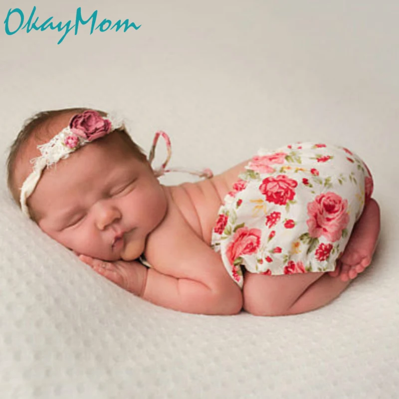Newborn Photography Props Baby Girl Flower Romper Infant Photo Shoot Clothes 