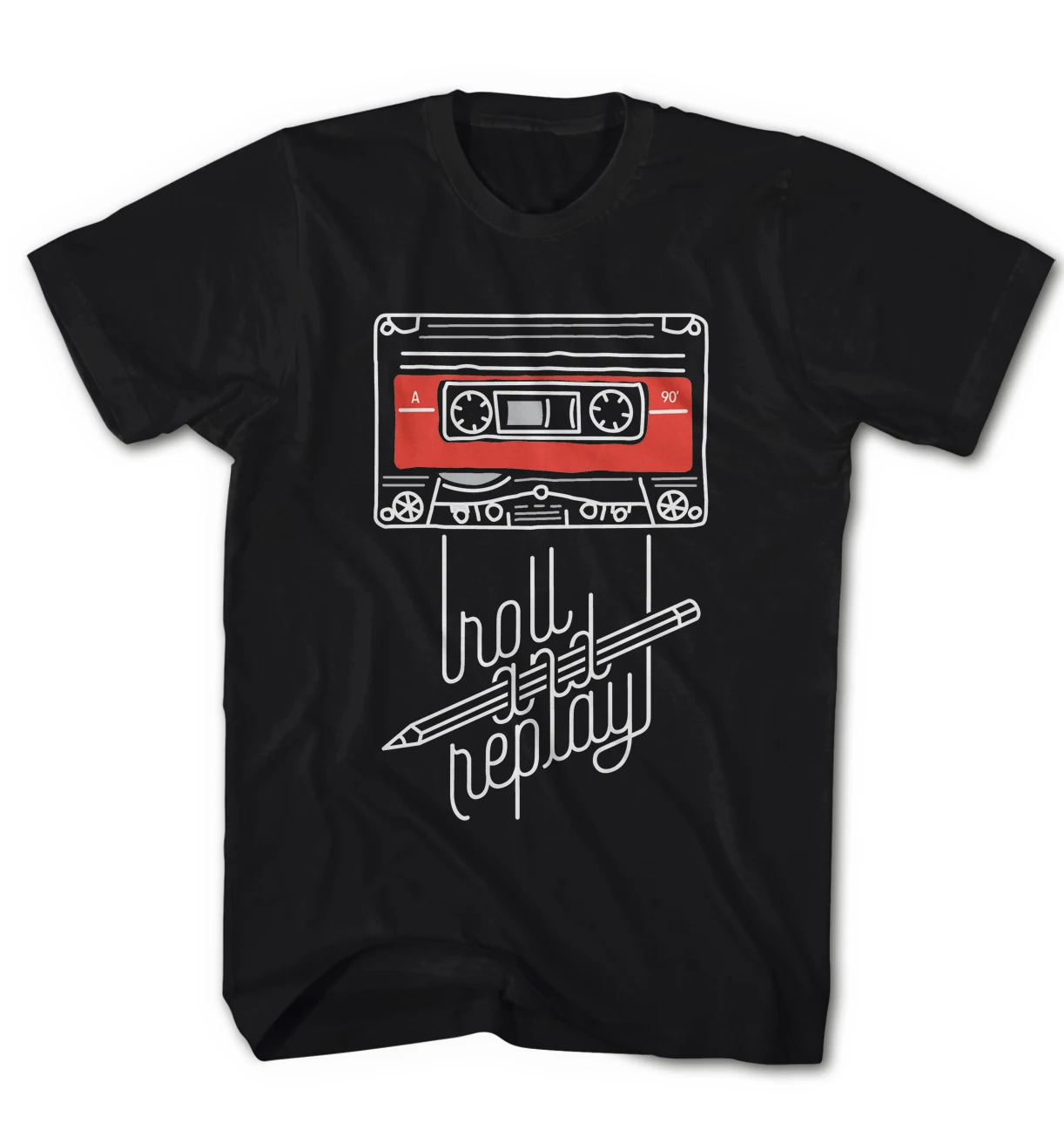 Men'S Roll and Music Cassette Audio Vintage 2019 Summer Men Short-Sleeved Short Sleeve Fitness Clothing O-Neck Top Tee Shirt